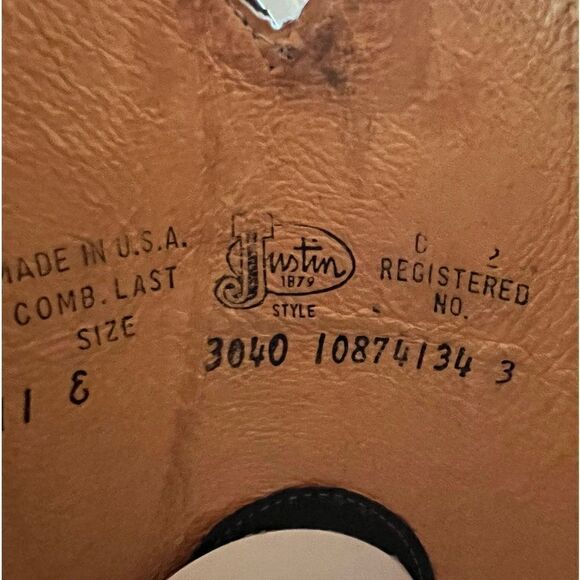 NIB Vintage Justin Men Leather Black Cowboy Western Timeless Sleek Boots Sz 11 - Picture 10 of 14